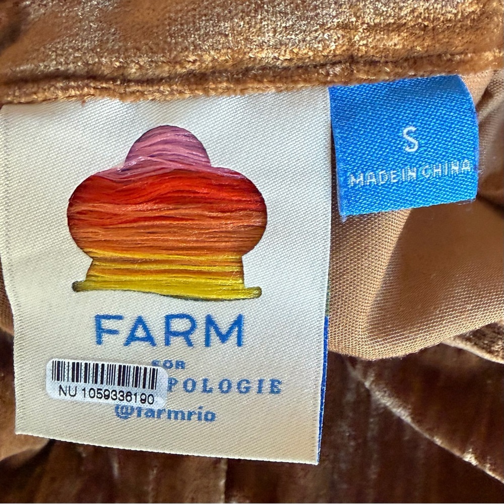 FARM Rio Side Stripe Corduroy Pants Anthropologie Crushed Velvet Trousers - Picture 4 of 6